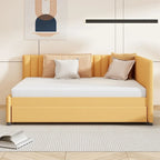Lit de repos rembourré pleine taille gris/rose/jaune/beige avec lit gigogne double, 2 couchages