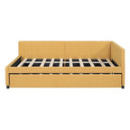 Lit de repos rembourré pleine taille gris/rose/jaune/beige avec lit gigogne double, 2 couchages