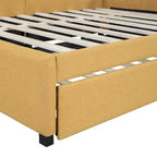 Lit de repos rembourré pleine taille gris/rose/jaune/beige avec lit gigogne double, 2 couchages