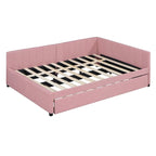 Lit de repos rembourré pleine taille gris/rose/jaune/beige avec lit gigogne double, 2 couchages