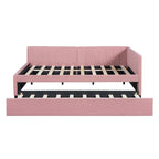 Lit de repos rembourré pleine taille gris/rose/jaune/beige avec lit gigogne double, 2 couchages