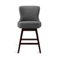 Tabouret de comptoir mi-siècle de 66 cm, similicuir pivotant, lot de 4 (gris / bleu foncé / marron foncé / noir / blanc cassé / gris foncé / marron whisky)