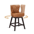 Tabouret de comptoir mi-siècle de 66 cm, similicuir pivotant, lot de 4 (gris / bleu foncé / marron foncé / noir / blanc cassé / gris foncé / marron whisky)