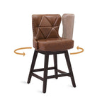 Tabouret de comptoir mi-siècle de 66 cm, similicuir pivotant, lot de 4 (gris / bleu foncé / marron foncé / noir / blanc cassé / gris foncé / marron whisky)