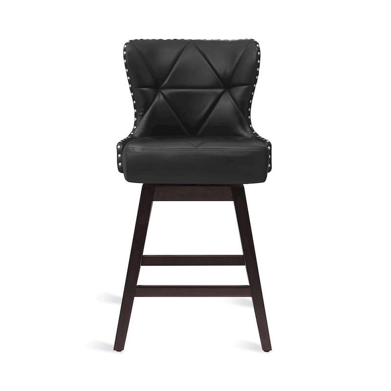 Tabouret de comptoir mi-siècle de 66 cm, similicuir pivotant, lot de 4 (gris / bleu foncé / marron foncé / noir / blanc cassé / gris foncé / marron whisky)
