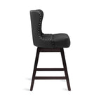 Tabouret de comptoir mi-siècle de 66 cm, similicuir pivotant, lot de 4 (gris / bleu foncé / marron foncé / noir / blanc cassé / gris foncé / marron whisky)