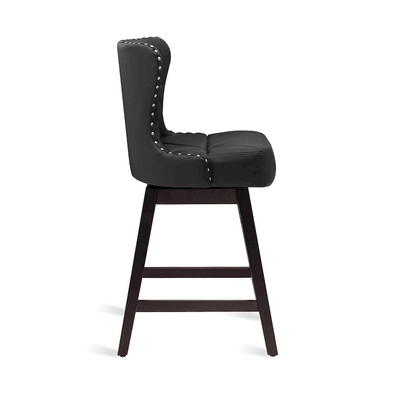 Tabouret de comptoir mi-siècle de 66 cm, similicuir pivotant, lot de 4 (gris / bleu foncé / marron foncé / noir / blanc cassé / gris foncé / marron whisky)