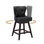 Tabouret de comptoir mi-siècle de 66 cm, similicuir pivotant, lot de 4 (gris / bleu foncé / marron foncé / noir / blanc cassé / gris foncé / marron whisky)