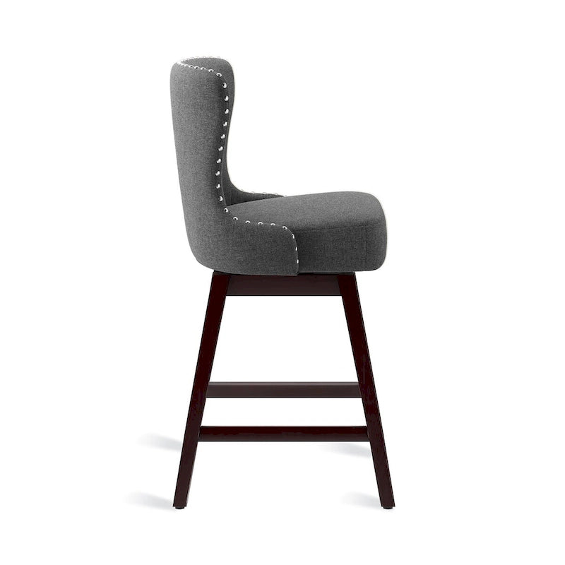 Tabouret de comptoir mi-siècle de 66 cm, similicuir pivotant, lot de 4 (gris / bleu foncé / marron foncé / noir / blanc cassé / gris foncé / marron whisky)