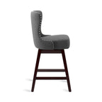 Tabouret de comptoir mi-siècle de 66 cm, similicuir pivotant, lot de 4 (gris / bleu foncé / marron foncé / noir / blanc cassé / gris foncé / marron whisky)