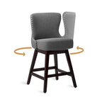 Tabouret de comptoir mi-siècle de 66 cm, similicuir pivotant, lot de 4 (gris / bleu foncé / marron foncé / noir / blanc cassé / gris foncé / marron whisky)