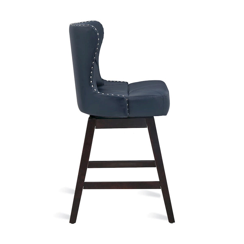 Tabouret de comptoir mi-siècle de 66 cm, similicuir pivotant, lot de 4 (gris / bleu foncé / marron foncé / noir / blanc cassé / gris foncé / marron whisky)