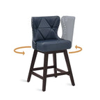 Tabouret de comptoir mi-siècle de 66 cm, similicuir pivotant, lot de 4 (gris / bleu foncé / marron foncé / noir / blanc cassé / gris foncé / marron whisky)