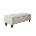 Banc de rangement en tissu capitonné – Beige / Gris / Gris foncé, 2 places