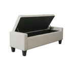 Banc de rangement en tissu capitonné – Beige / Gris / Gris foncé, 2 places