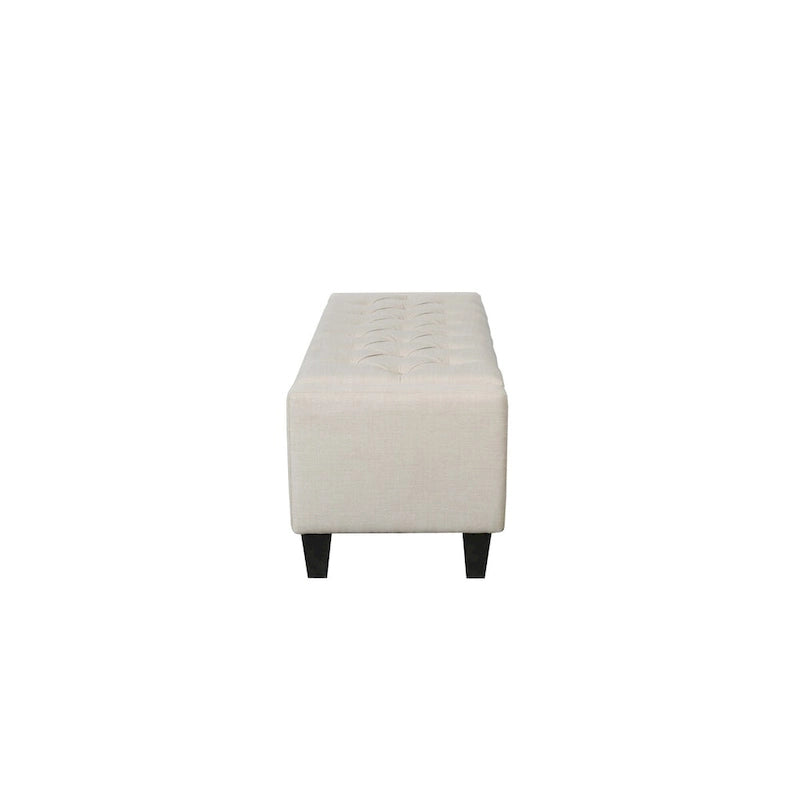 Banc de rangement en tissu capitonné – Beige / Gris / Gris foncé, 2 places