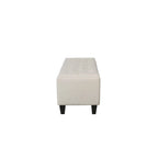 Banc de rangement en tissu capitonné – Beige / Gris / Gris foncé, 2 places