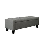 Banc de rangement en tissu capitonné – Beige / Gris / Gris foncé, 2 places