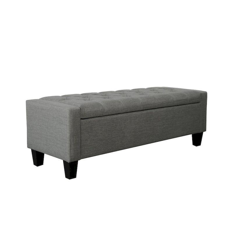 Banc de rangement en tissu capitonné – Beige / Gris / Gris foncé, 2 places