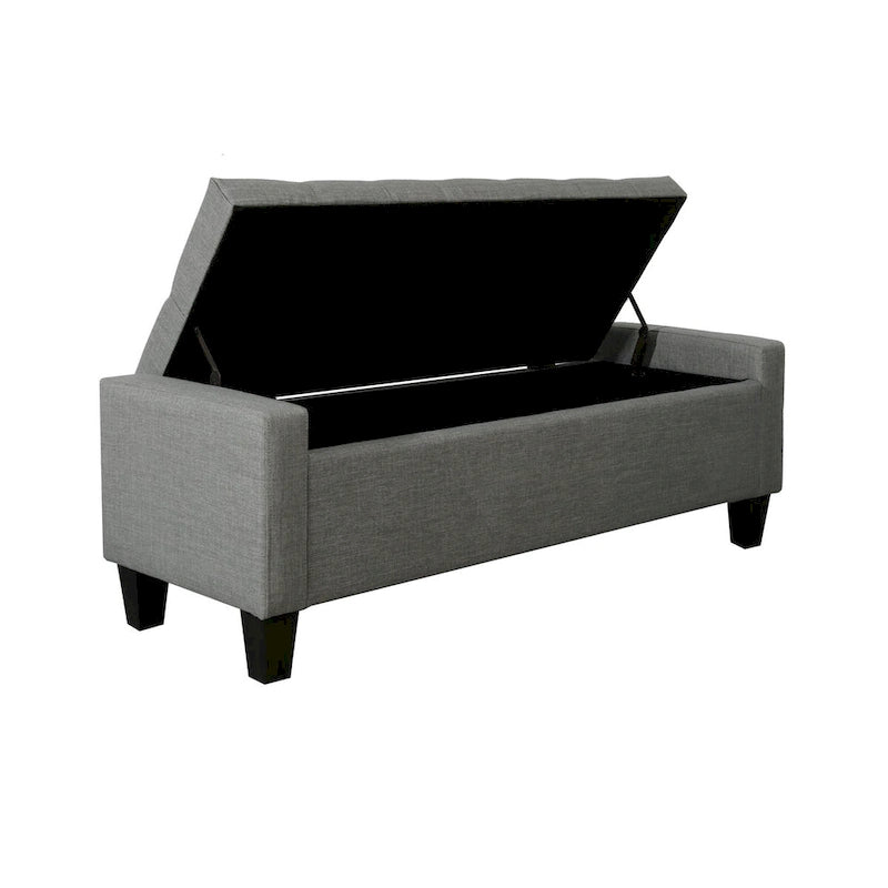Banc de rangement en tissu capitonné – Beige / Gris / Gris foncé, 2 places