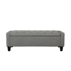 Banc de rangement en tissu capitonné – Beige / Gris / Gris foncé, 2 places