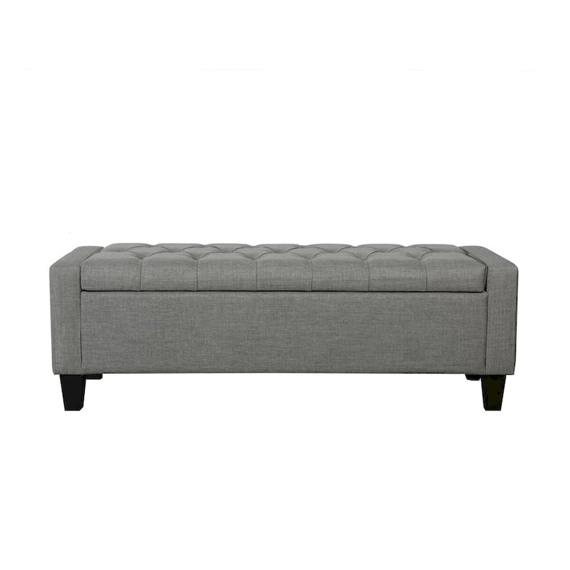 Banc de rangement en tissu capitonné – Beige / Gris / Gris foncé, 2 places