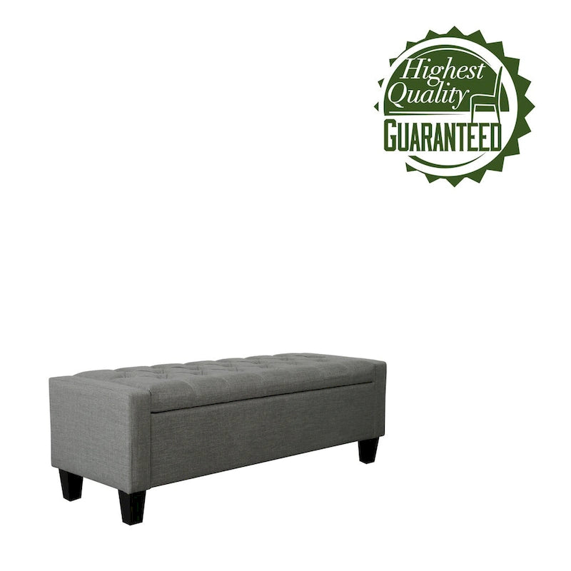 Banc de rangement en tissu capitonné – Beige / Gris / Gris foncé, 2 places