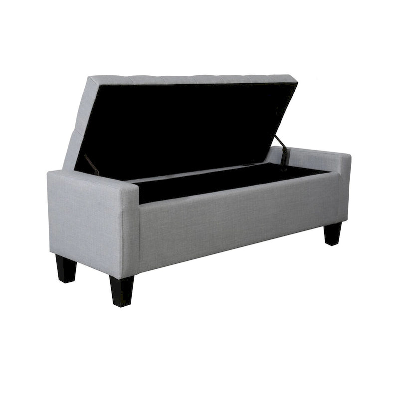 Banc de rangement en tissu capitonné – Beige / Gris / Gris foncé, 2 places