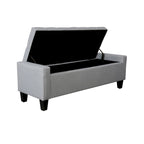Banc de rangement en tissu capitonné – Beige / Gris / Gris foncé, 2 places