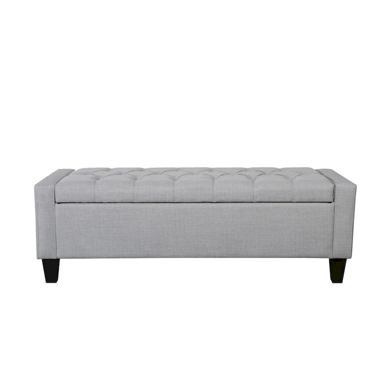 Banc de rangement en tissu capitonné – Beige / Gris / Gris foncé, 2 places