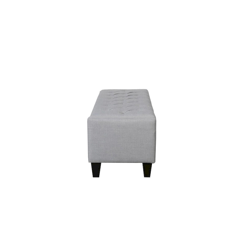 Banc de rangement en tissu capitonné – Beige / Gris / Gris foncé, 2 places