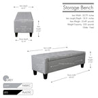 Banc de rangement en tissu capitonné – Beige / Gris / Gris foncé, 2 places