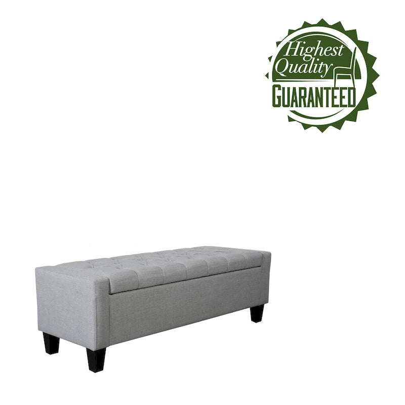 Banc de rangement en tissu capitonné – Beige / Gris / Gris foncé, 2 places