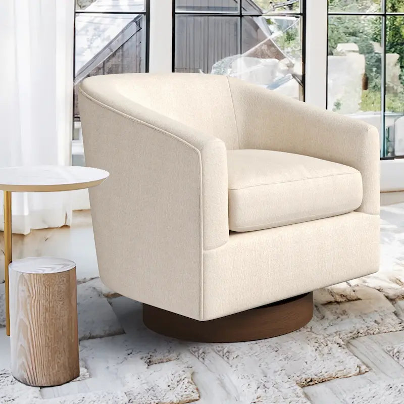 Fauteuil pivotant en tissu, rotation à 360°, une place – Ivoire / Beige chaud / Vert / Gris clair