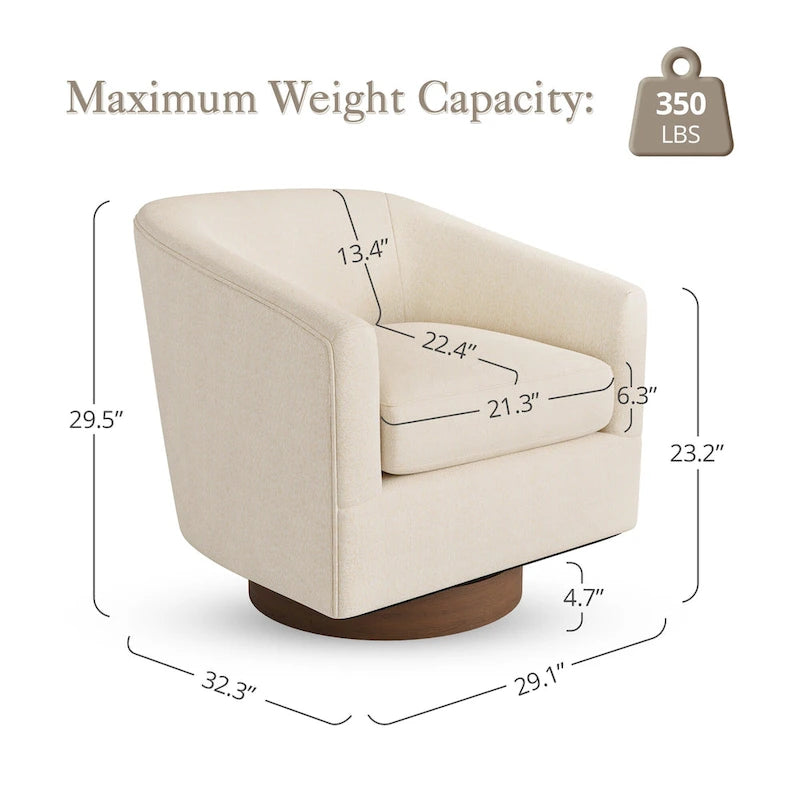 Fauteuil pivotant en tissu, rotation à 360°, une place – Ivoire / Beige chaud / Vert / Gris clair