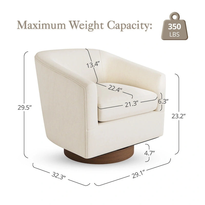 Fauteuil pivotant en tissu, rotation à 360°, une place – Ivoire / Beige chaud / Vert / Gris clair
