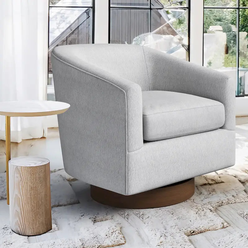 Fauteuil pivotant en tissu, rotation à 360°, une place – Ivoire / Beige chaud / Vert / Gris clair