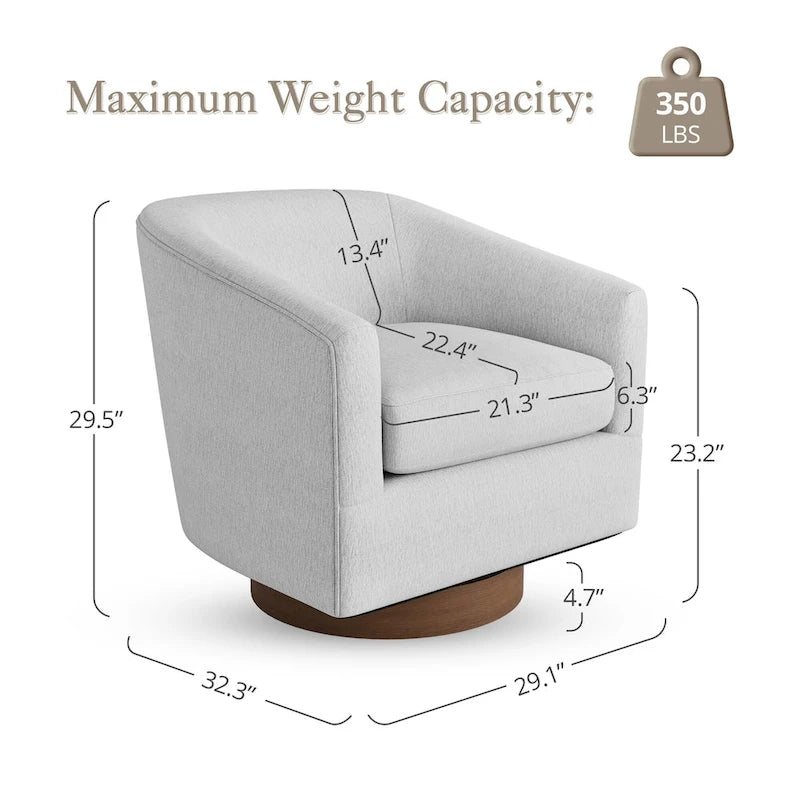 Fauteuil pivotant en tissu, rotation à 360°, une place – Ivoire / Beige chaud / Vert / Gris clair