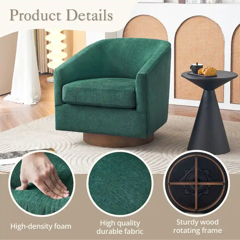 Fauteuil pivotant en tissu, rotation à 360°, une place – Ivoire / Beige chaud / Vert / Gris clair