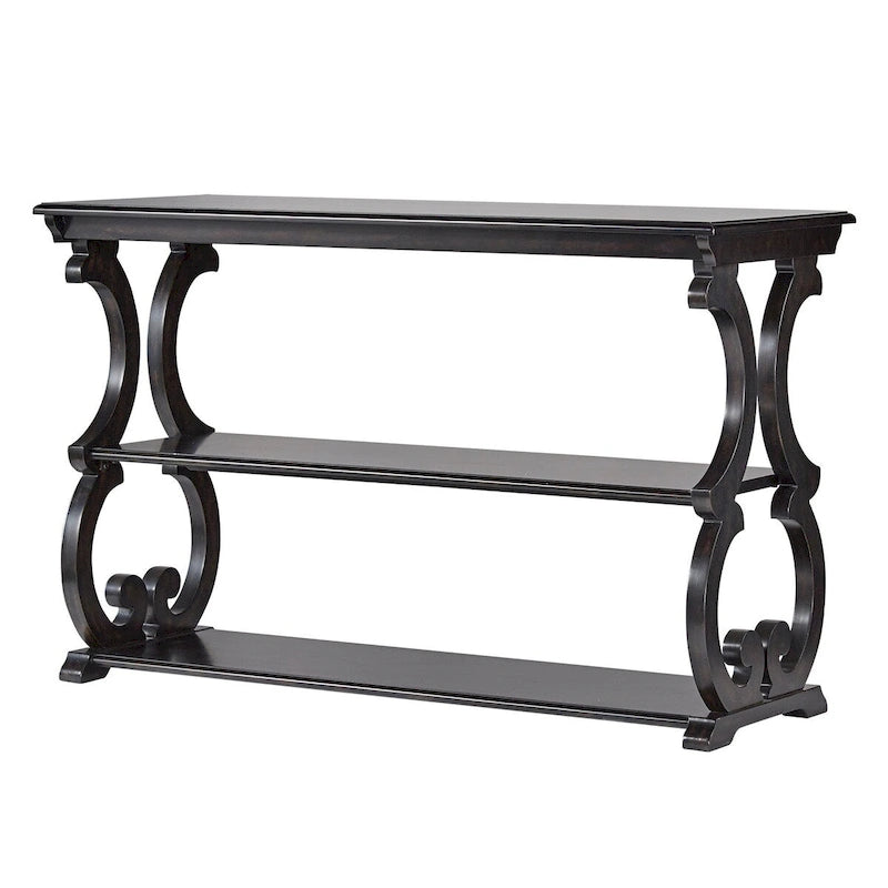 Console de canapé 3 niveaux en bois sculpté – Chêne, Vert sauge, Noir, Rouge, Blanc