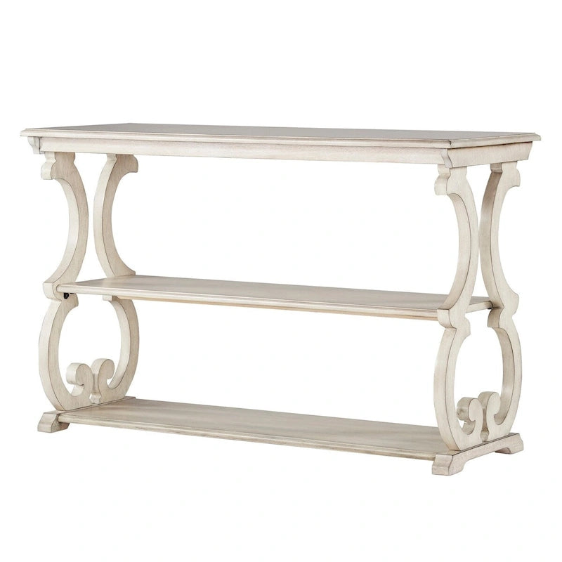 Console de canapé 3 niveaux en bois sculpté – Chêne, Vert sauge, Noir, Rouge, Blanc