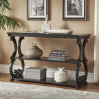 Console de canapé 3 niveaux en bois sculpté – Chêne, Vert sauge, Noir, Rouge, Blanc