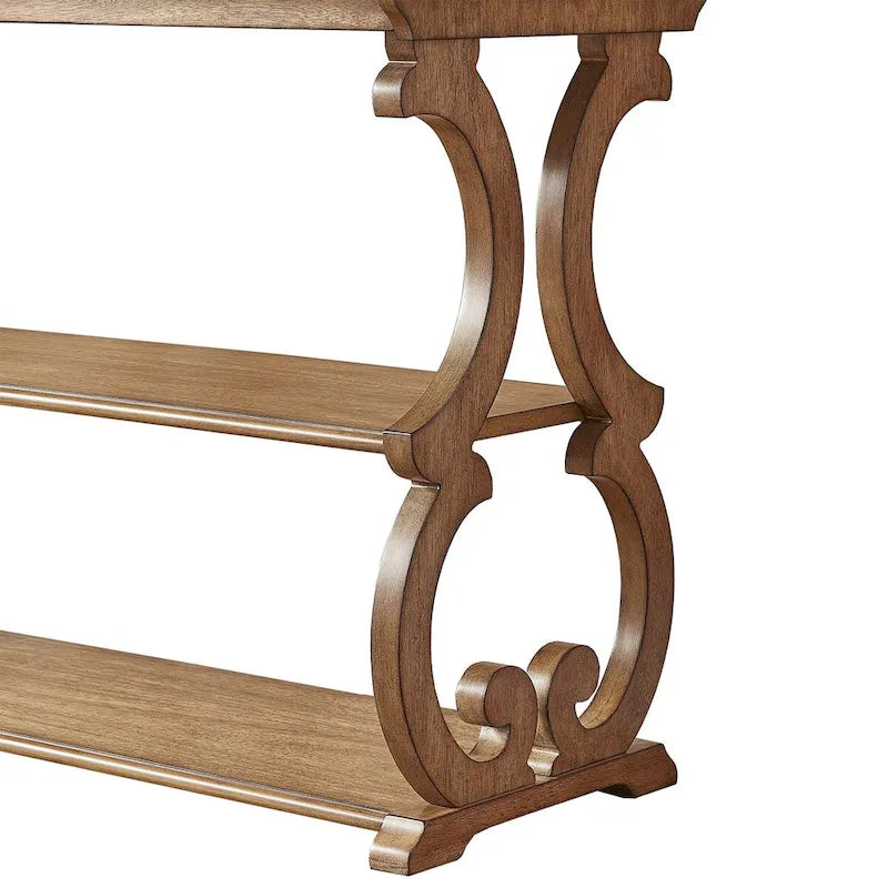 Console de canapé 3 niveaux en bois sculpté – Chêne, Vert sauge, Noir, Rouge, Blanc