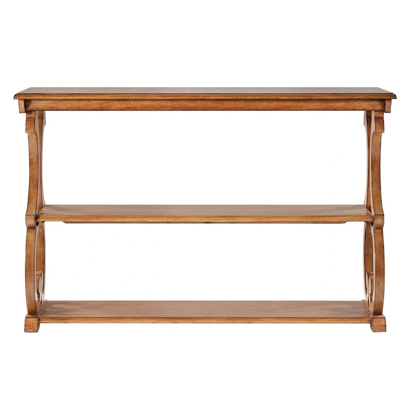 Console de canapé 3 niveaux en bois sculpté – Chêne, Vert sauge, Noir, Rouge, Blanc
