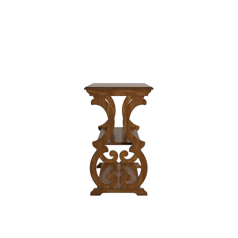 Console de canapé 3 niveaux en bois sculpté – Chêne, Vert sauge, Noir, Rouge, Blanc