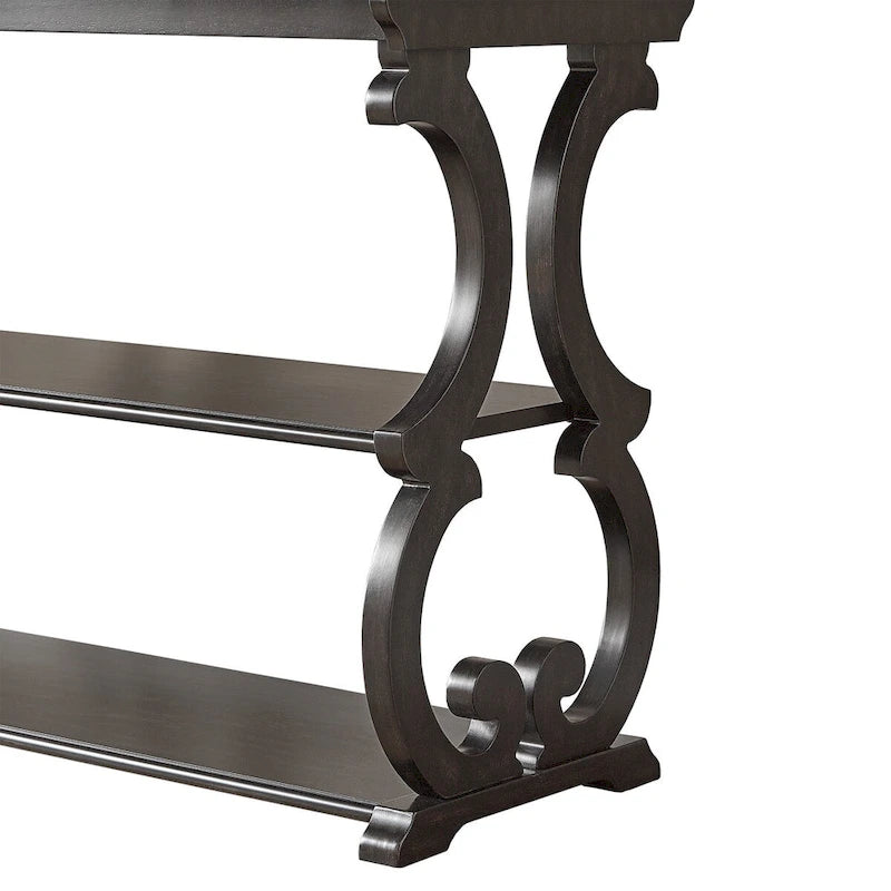 Console de canapé 3 niveaux en bois sculpté – Chêne, Vert sauge, Noir, Rouge, Blanc