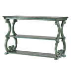 Console de canapé 3 niveaux en bois sculpté – Chêne, Vert sauge, Noir, Rouge, Blanc