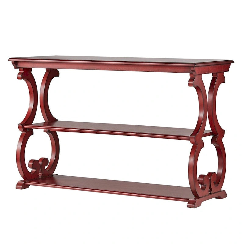 Console de canapé 3 niveaux en bois sculpté – Chêne, Vert sauge, Noir, Rouge, Blanc