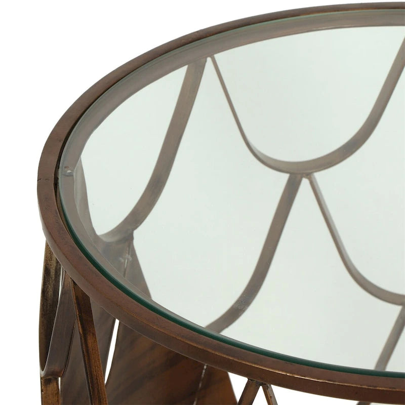 Table d'appoint ronde écailles de poisson brunes pour 1 personne