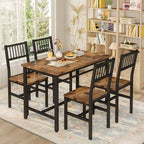 4 - Person Dining Set, 5 Piece Dining Room Table Set with Metal Frame for Breakfast, Dining, Kitchen